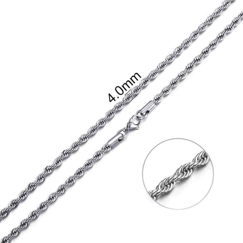 Rope Chain In White Gold -4mm