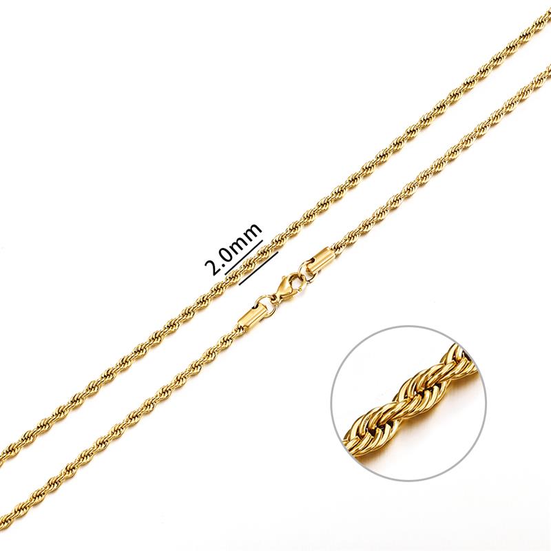 Rope Chain In Yellow Gold -2mm