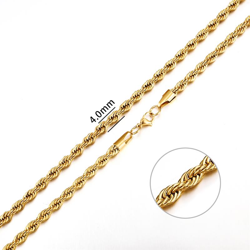 Rope Chain In Yellow Gold -4mm