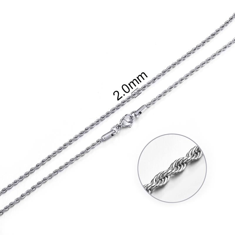 Rope Chain In White Gold -2mm