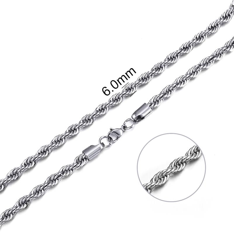 Rope Chain In White Gold -6mm